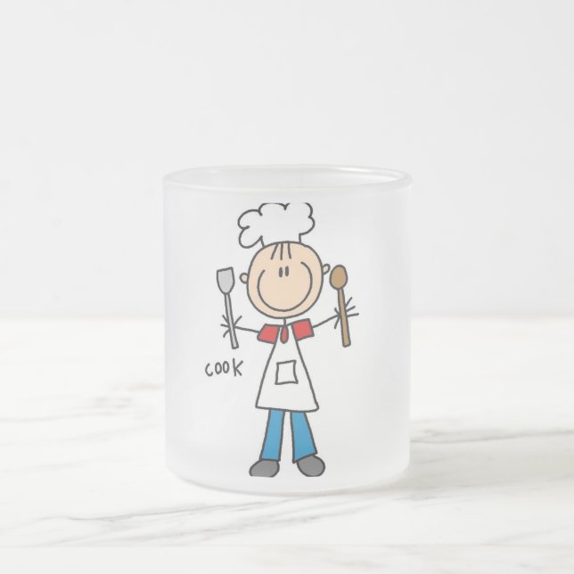 Stick Figure Cook T-shirts and Gifts Frosted Glass Coffee Mug (Center)