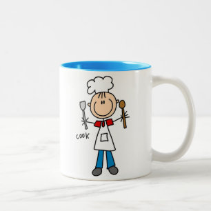 Stick Figure Cook Two-Tone Coffee Mug