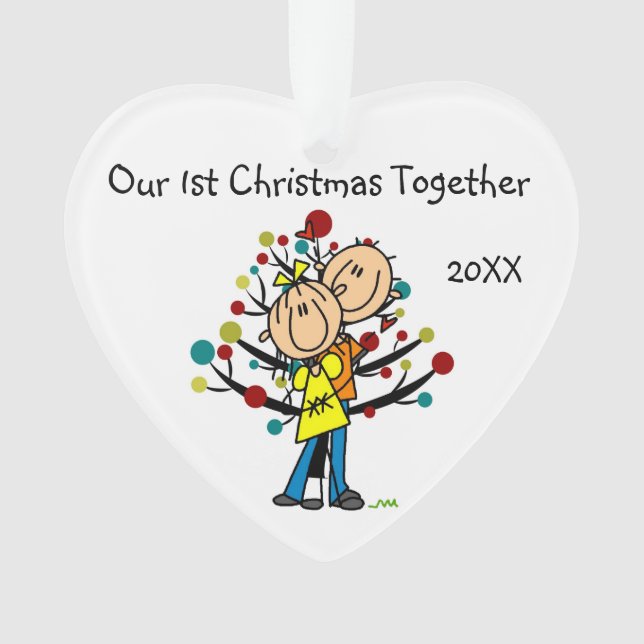 Stick Figure Couple in Love Customised Ornament (Front)