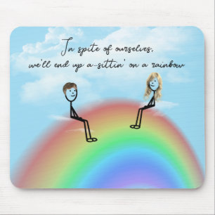 Stick Figure Couple On a Rainbow Mouse Mat