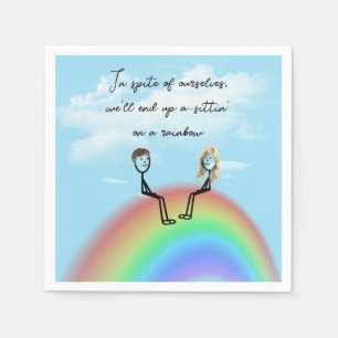 Stick Figure Couple On a Rainbow Napkin