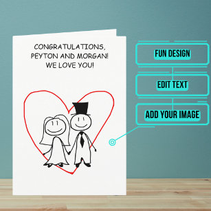 Stick Figure Couple Wedding Day Congratulations Card