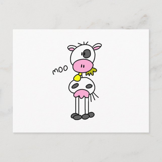 Stick Figure Cow T-shirts and GIfts Postcard (Front)