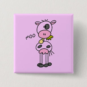 Stick Figure Cow Tshirts and Gifts 15 Cm Square Badge