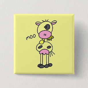 Stick Figure Cow Tshirts and Gifts 15 Cm Square Badge