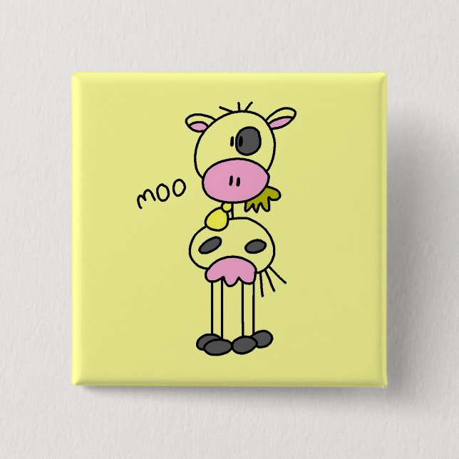 Stick Figure Cow Tshirts and Gifts 15 Cm Square Badge (Front)