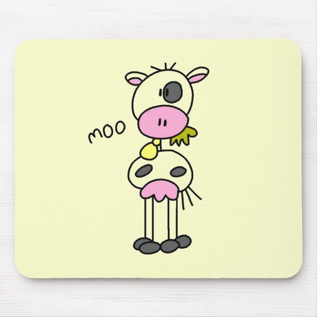 Stick Figure Cow Tshirts and Gifts Mouse Mat (Front)