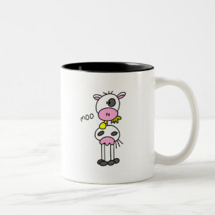 Stick Figure Cow Tshirts and Gifts Two-Tone Coffee Mug