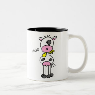 Stick Figure Cow Two-Tone Coffee Mug