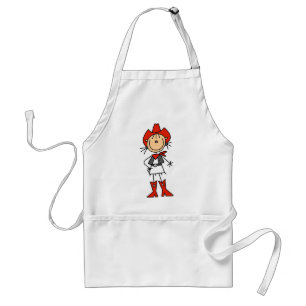 Stick Figure Cowgirl Red Hat and Boots Apron