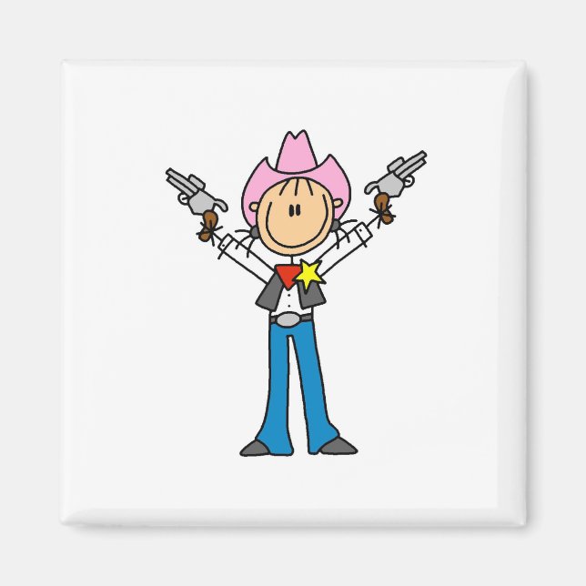 Stick Figure Cowgirl Sheriff Magnet (Front)