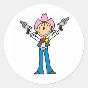 Stick Figure Cowgirl Sheriff Stickers