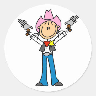 Stick Figure Cowgirl Sheriff Tshirts Classic Round Sticker