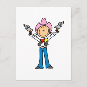 Stick Figure Cowgirl Sheriff Tshirts Postcard