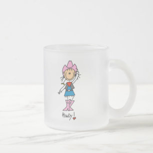 Stick Figure Cowgirl T-shirts and Gifts Frosted Glass Coffee Mug
