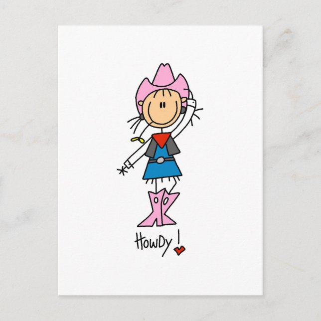 Stick Figure Cowgirl T-shirts and Gifts Postcard (Front)