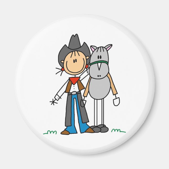 Stick Figure Cowgirl with Horse Magnet (Front)