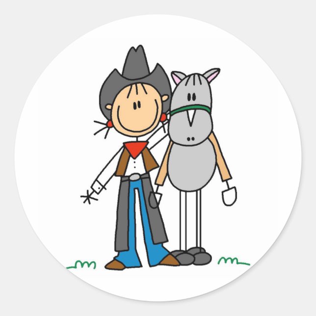 Stick Figure Cowgirl with Horse Stickers (Front)
