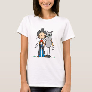Stick Figure Cowgirl with Horse Tshirts