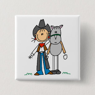 Stick Figure Cowgirl with Horse Tshirts 15 Cm Square Badge
