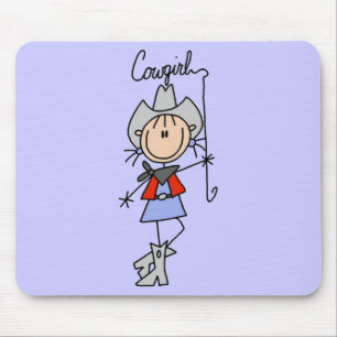 Stick Figure Cowgirl with Lasso Mouse Mat