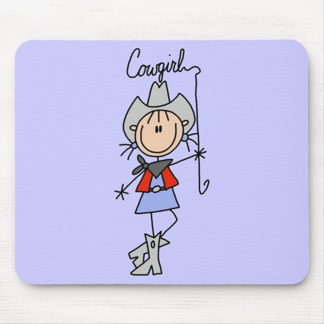 Stick Figure Cowgirl with Lasso Mouse Mat (Front)
