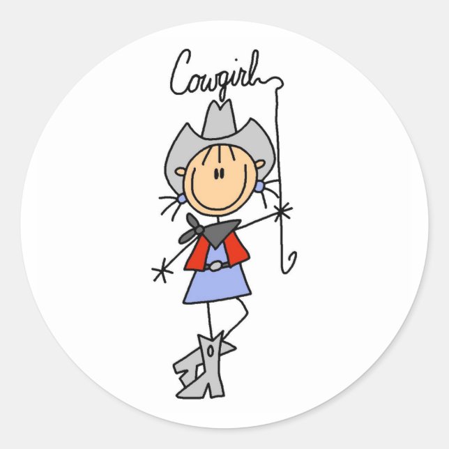 Stick Figure Cowgirl with Lasso Stickers (Front)