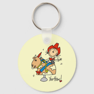 Stick Figure Cowgirl Yee Haw T-shirts and Gifts Key Ring