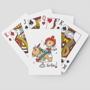 Stick Figure Cowgirl Yee Haw T-shirts and Gifts Playing Cards
