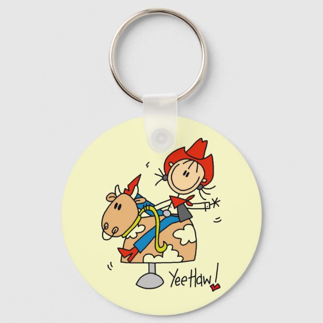 Stick Figure Cowgirl Yee Haw Tshirts and Gifts Key Ring (Front)