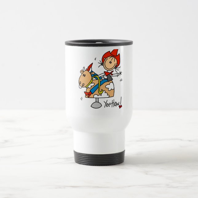 Stick Figure Cowgirl Yee Haw Tshirts and Gifts Travel Mug (Center)