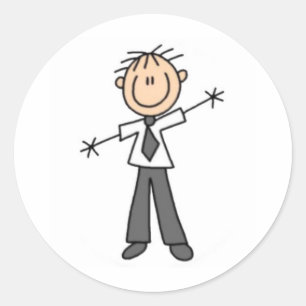 Stick Figure Dad Classic Round Sticker