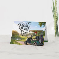 Stick Figure Dad Golfer in a Golf Cart