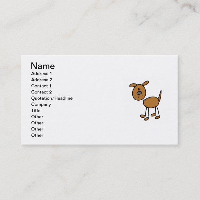 Stick Figure Dog T-shirts and Gifts Business Card (Front)