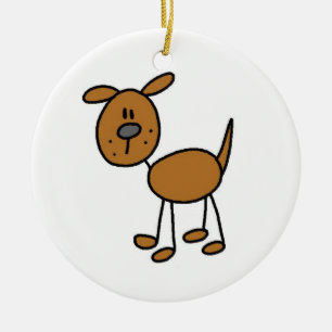 Stick Figure Dog T-shirts and Gifts Ceramic Tree Decoration