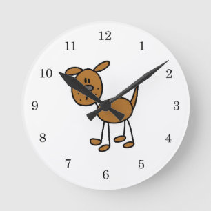 Stick Figure Dog T-shirts and Gifts Round Clock