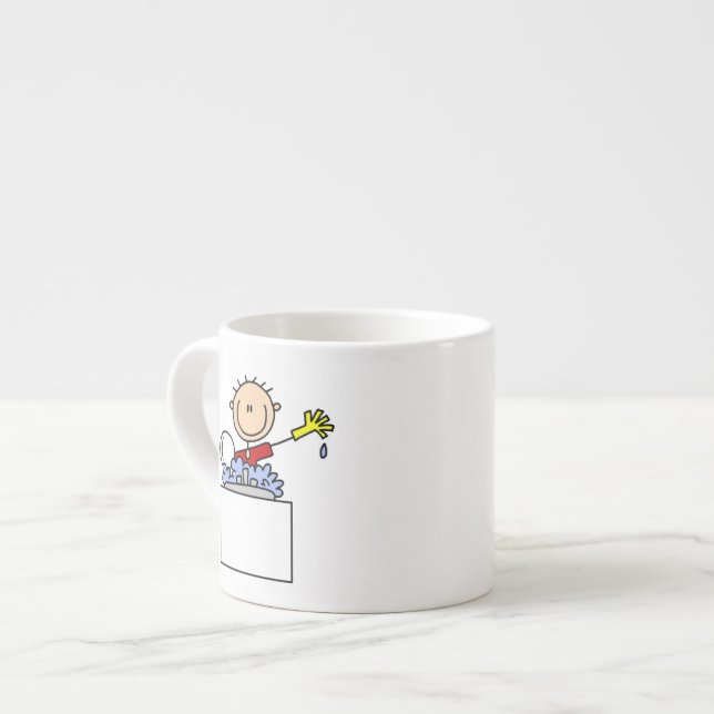 Stick Figure Doing Dishes Espresso Cup (Front Left)