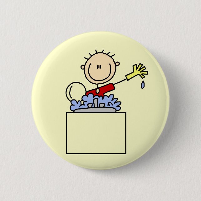 Stick Figure Doing Dishes Tshirts and Gifts 6 Cm Round Badge (Front)