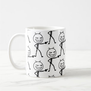 Stick Figure Doodle Seamless Pattern - Funny Coffee Mug