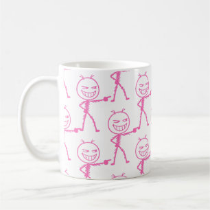 Stick Figure Doodle Seamless Pattern - Funny Coffee Mug