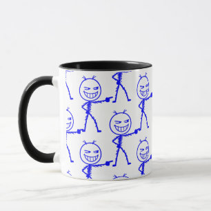 Stick Figure Doodle Seamless Pattern - Funny Mug
