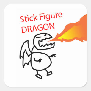 Stick Figure Dragon Square Sticker