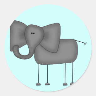Stick Figure Elephant Tshirts and Gifts Classic Round Sticker