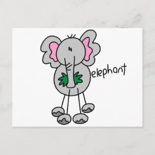 Stick Figure Elephant Tshirts and Gifts Postcard