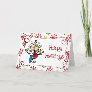 Stick Figure Expectant Couple Christmas Holiday Card