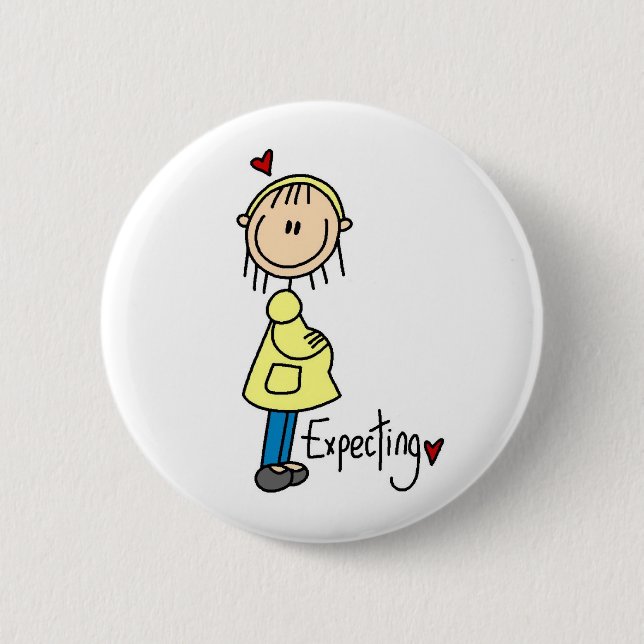 Stick Figure Expecting Baby 6 Cm Round Badge (Front)