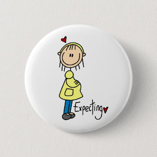 Stick Figure Expecting Baby 6 Cm Round Badge