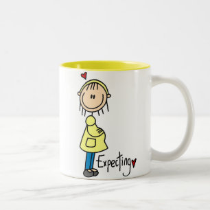 Stick Figure Expecting Baby Two-Tone Coffee Mug