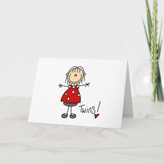 Stick Figure Expecting Twins Announcement (Front)