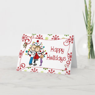 Stick Figure Family Christmas Holiday Card